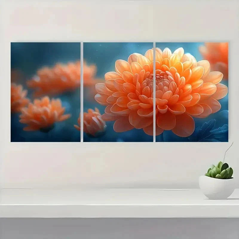 3pcs Chrysanthemum Canvas Print Wall Art Canvas Unframed - High Quality Print 100% Australian Made Wall Canvas