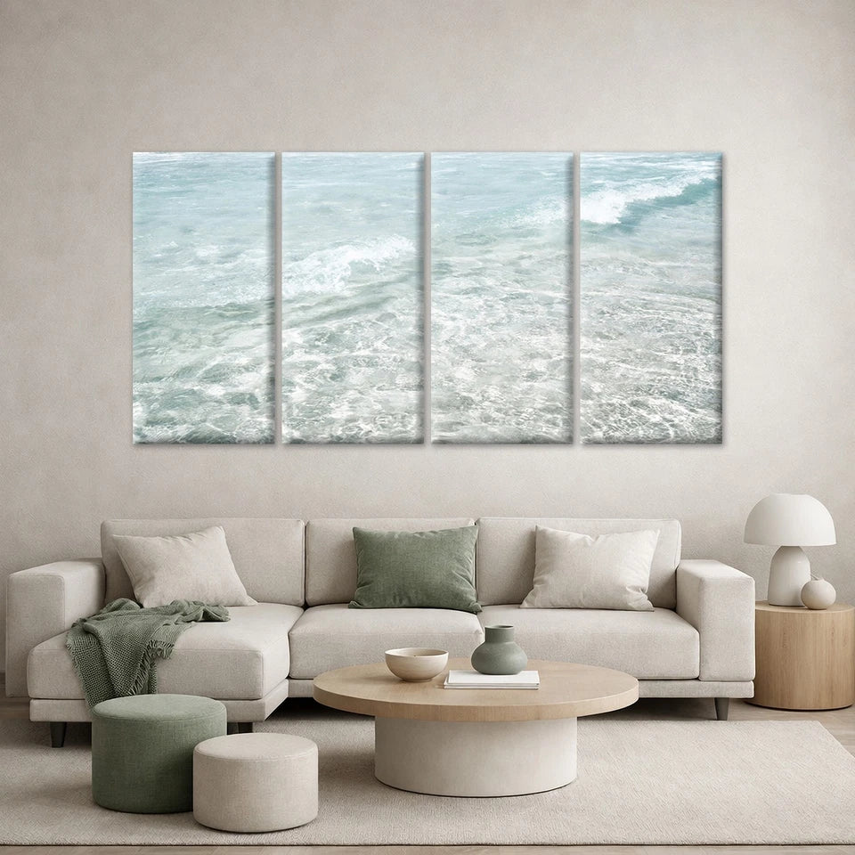 4pcs Coastal Clear Ocean Blue Water Wall Art Canvas Framed 45x80cm - High Quality Print 100% Australian Made Wall Canvas Ready to Hang