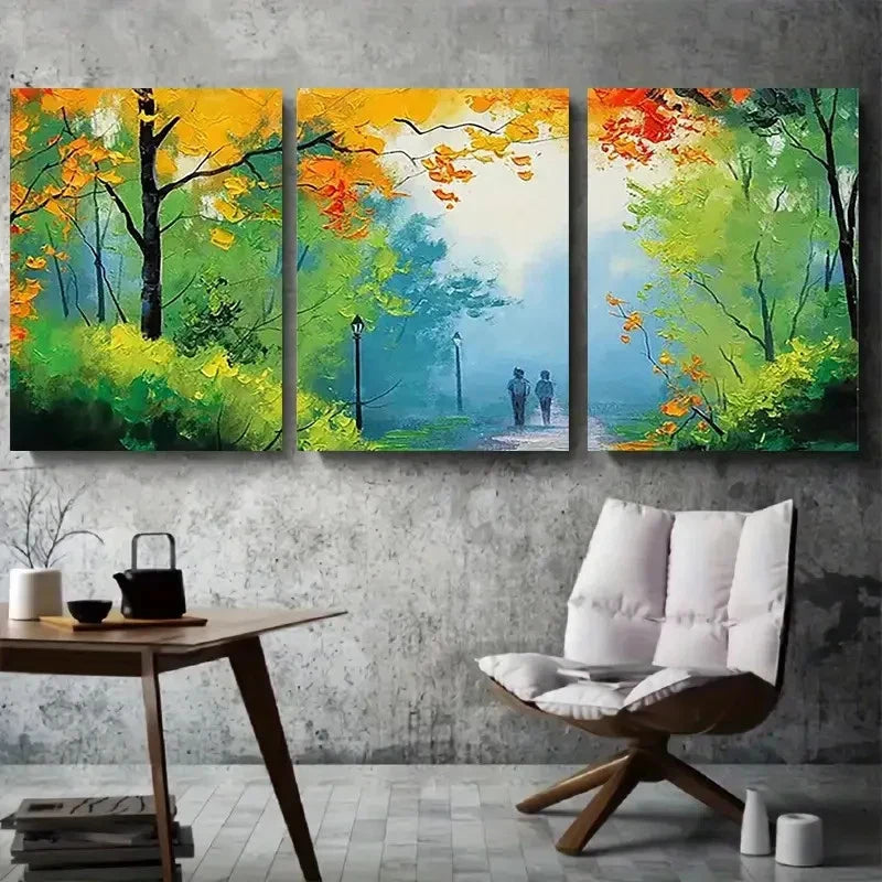 3pcs Serene Autumn Forest Landscape Wall Art Set Canvas Framed 60x90cm - High Quality Print 100% Australian Made Wall Canvas Ready to Hang