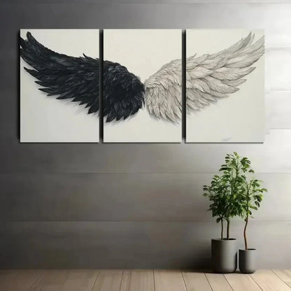 3pcs Rustic Black & White Feather Metal Print Ready to Hang Art