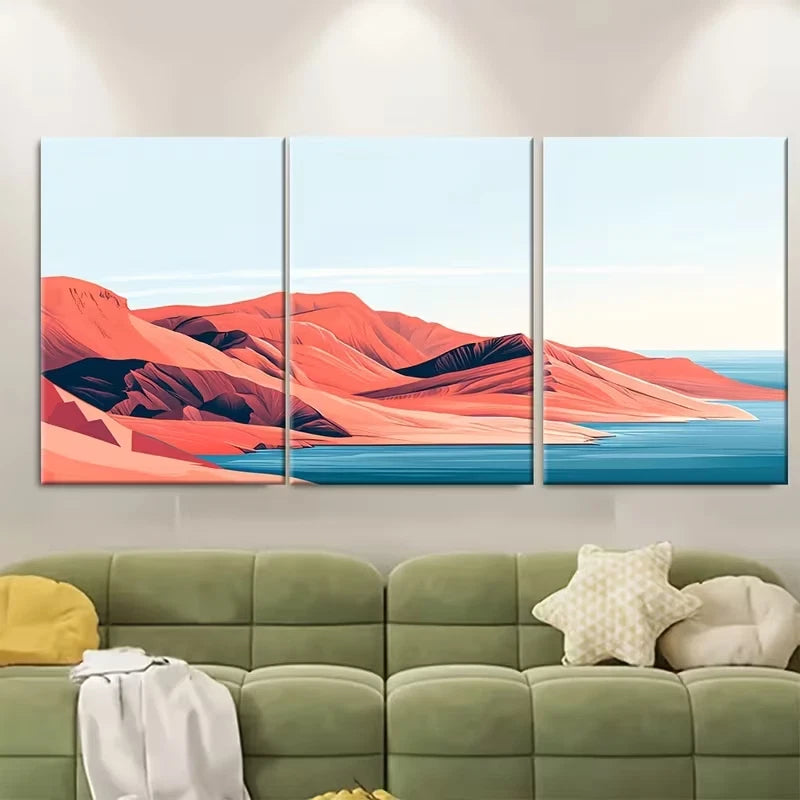 3pcs Greece, Santorini Metal Print Ready to Hang Art