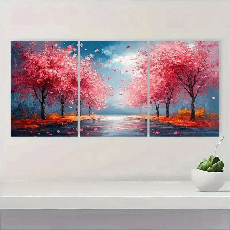 3pcs Abstract Blossom Trees Floral Perfect Wall Art Set Canvas Framed 40x60cm - High Quality Print 100% Australian Made Wall Canvas Ready to Hang