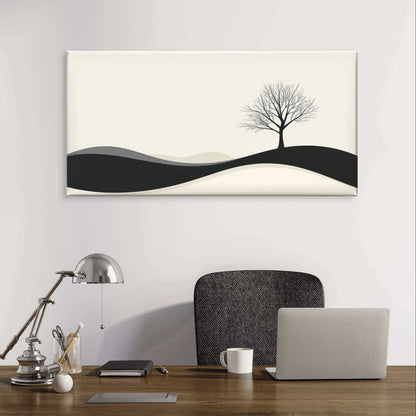 Minimalist Black and White Tree Wall Art Canvas Office Home Framed 120x60cm