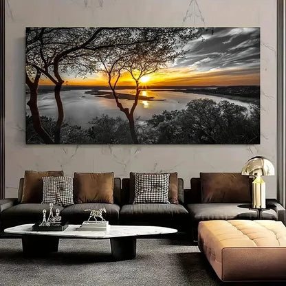 During Sunset Bright Sky wall canvas office home room framed 120x60cm