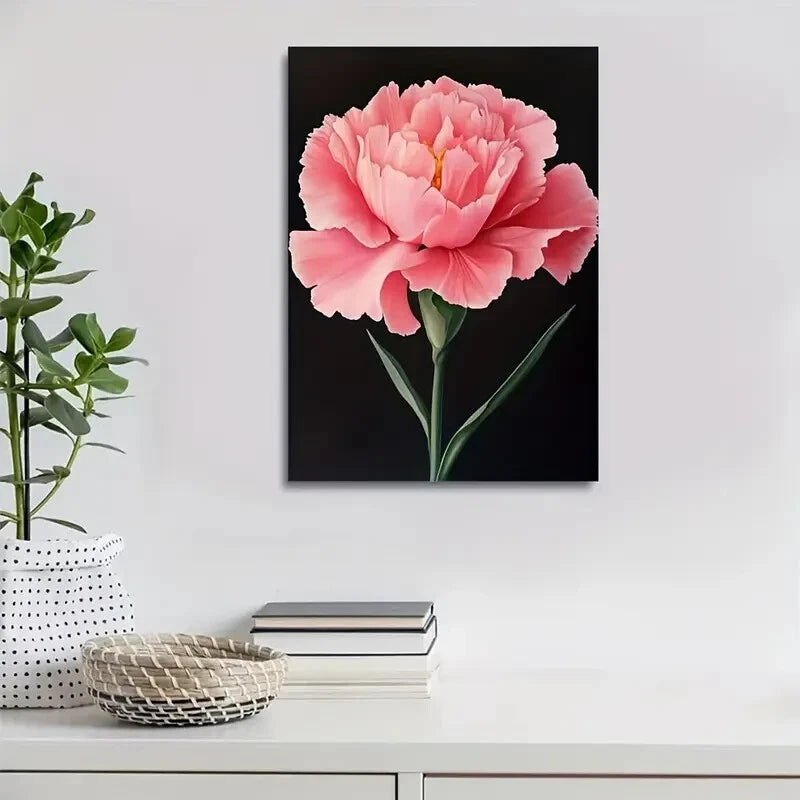 Beautiful Carnation Colorful Pink Rose Painting 40x60cm Metal Print Ready to Hang