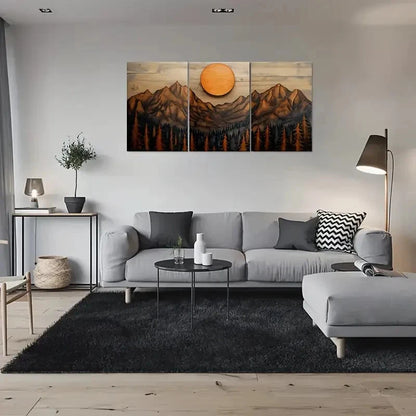 3pcs Majestic Mountains & Serene Forests Metal Print Ready to Hang Art