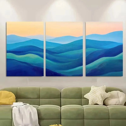 3pcs Blue Ridge Mountains Landscape Wall Art Set Canvas Framed 50x70cm - High Quality Print 100% Australian Made Wall Canvas Ready to Hang