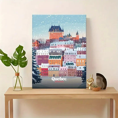 Quebec City Winter Landscape Travel Poster Print Wall Art