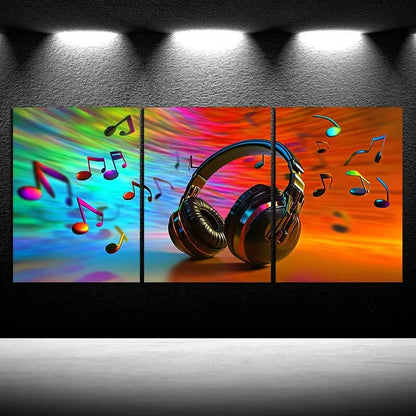 3pcs Music Headphone Pictures Metal Print Ready to Hang Art