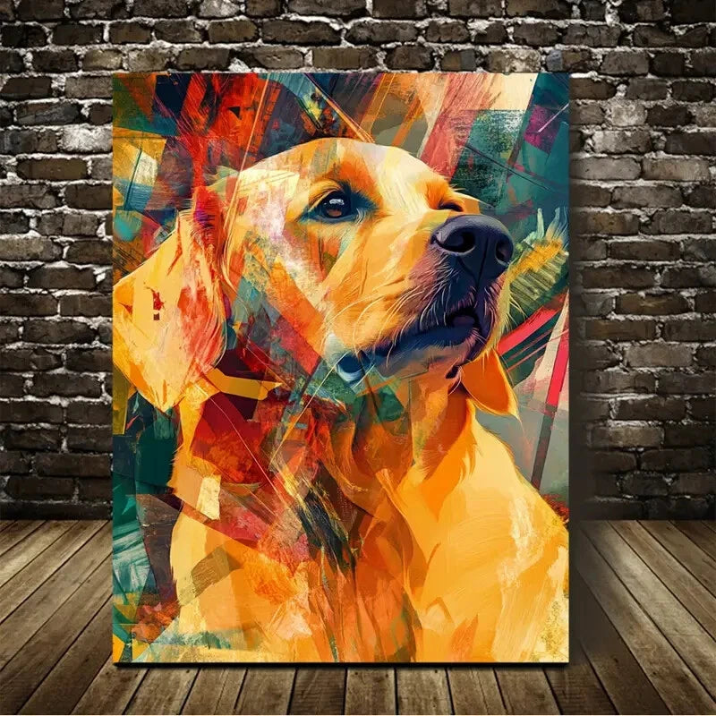 Beautiful Abstract Art Pet Golden Retriever Painting  40x60cm Metal Print Ready to Hang