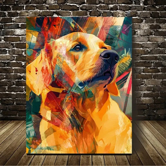 Beautiful Abstract Art Pet Golden Retriever Painting  40x60cm Metal Print Ready to Hang