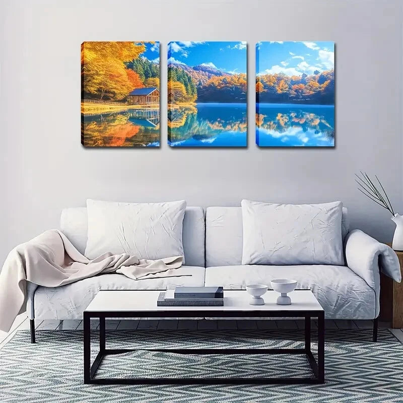 3pcs Peaceful Reflections Of Nature Perfect Wall Art Set Canvas Framed 40x60cm - High Quality Print 100% Australian Made Wall Canvas Ready to Hang