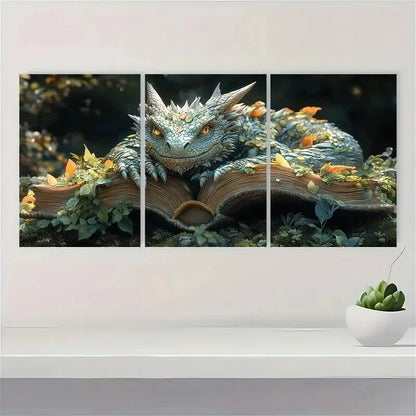 3pcs Books Dragons Canvas HI Wall Art Set Canvas Framed 40x60cm - High Quality Print 100% Australian Made Wall Canvas Ready to Hang