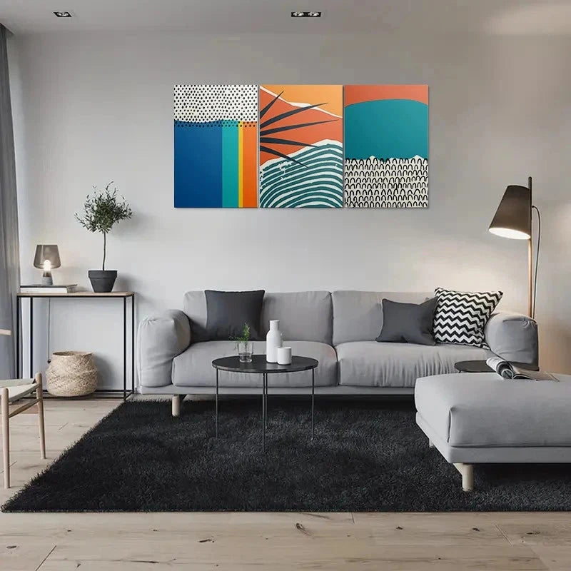 3pcs Modern Abstract Ocean Waves Metal Print Ready to Hang Art