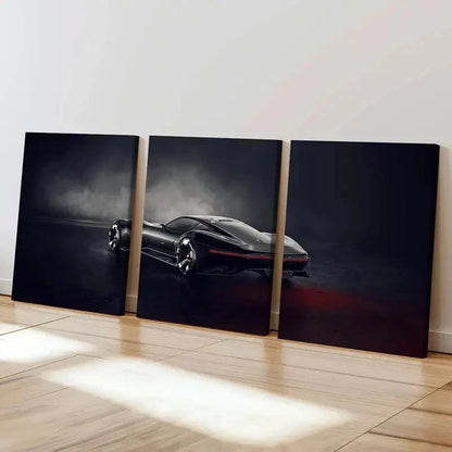 3pcs Modern Dark Toned Sports Car Design Wall Art Set Canvas Framed 40x60cm - High Quality Print 100% Australian Made Wall Canvas Ready to Hang