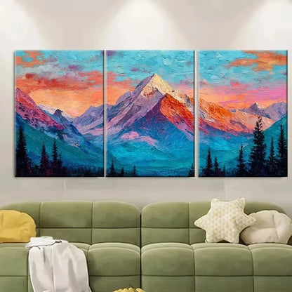 3pcs Colorful Mountain Oil Painting Wall Art Set Canvas Framed 40x60cm - High Quality Print 100% Australian Made Wall Canvas Ready to Hang