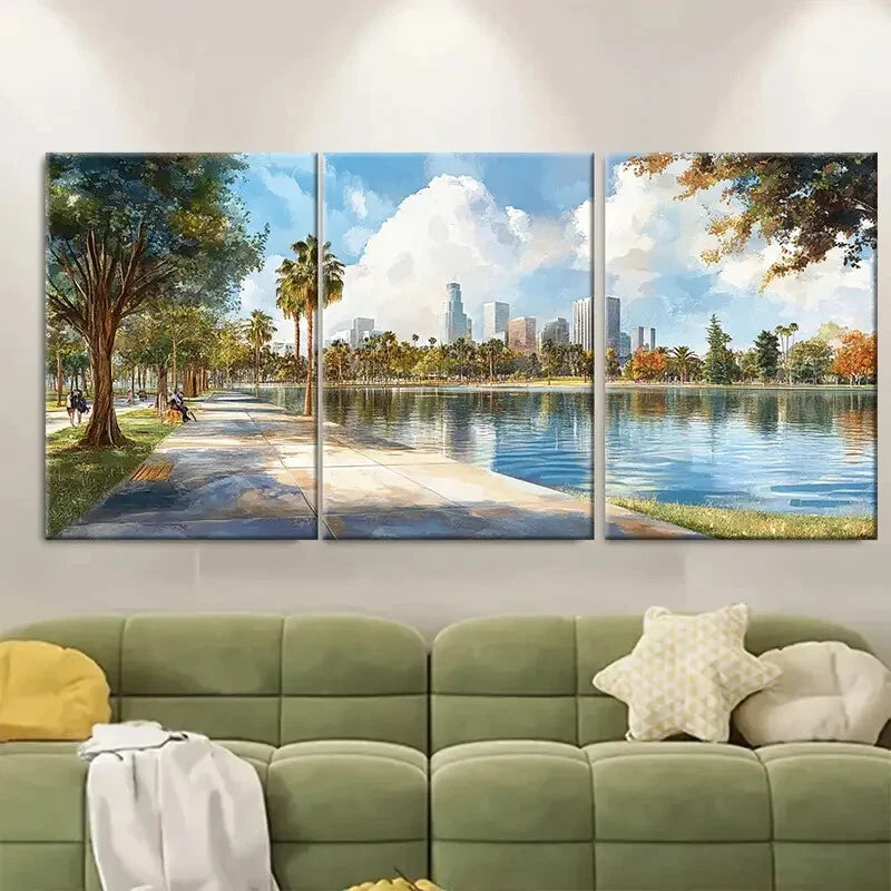 3pcs Los Angeles Florida Lake Eola Park Metal Print Ready to Hang Art