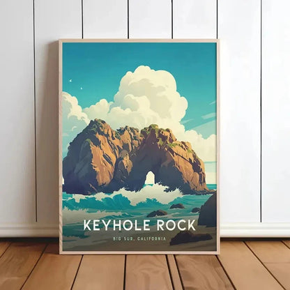 Keyhole Rock California Big Sur Decor Travel Poster Print Wall Art