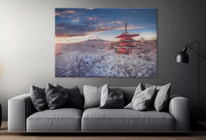 Mountain Fuji And Chureito Pagoda  Wall Art Decor 100% Australian Made