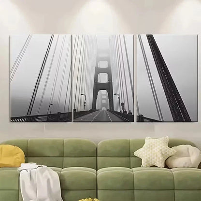 3pcs Black & White San Francisco Golden Gate Wall Art Set Canvas Framed 60x90cm - High Quality Print 100% Australian Made Wall Canvas Ready to Hang