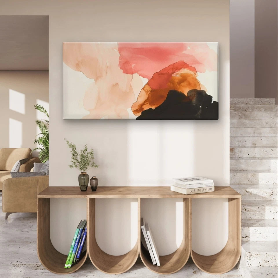 Minimalist Watercolour Colourful Wall Art Canvas Office Home Framed 120x60cm