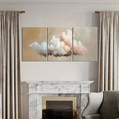 3pcs Abstract Cloudscape Art Soft Pastel Metal Print Ready to Hang Art