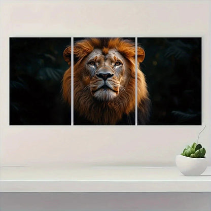 3pcs African Majestic Lion Wildlife Metal Print Ready to Hang Art