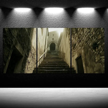 3pcs Sunshine on The Street Steps Metal Print Ready to Hang Art