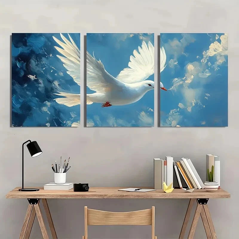 3pcs Vintage Pigeon Breeds Birds Metal Print Ready to Hang Art