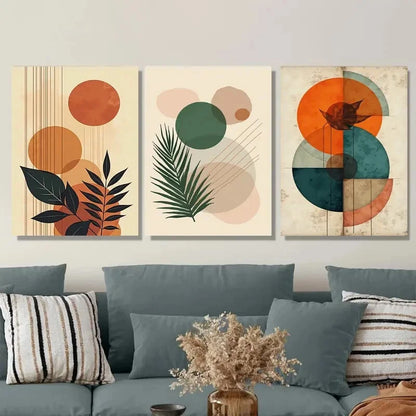 3pcs Modern Abstract Botanical Green Metal Print Ready to Hang Art
