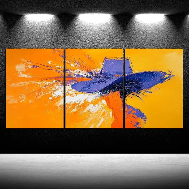 3pcs A Woman Wearing a Straw Hat Metal Print Ready to Hang Art