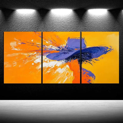 3pcs A Woman Wearing a Straw Hat Metal Print Ready to Hang Art