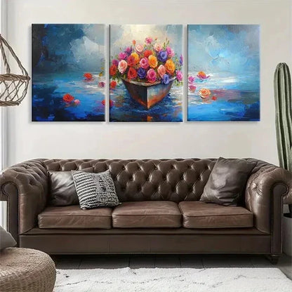 3pcs Colorful Flower Vibrant Floral Boat Perfect Wall Art Set Canvas Unframed - High Quality Print 100% Australian Made Wall Canvas (Copy)