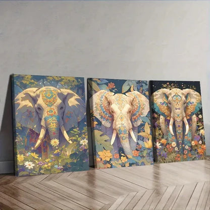 3pcs Featuring an Elephant Wall Art Canvas Unframed - High Quality Print 100% Australian Made Wall Canvas