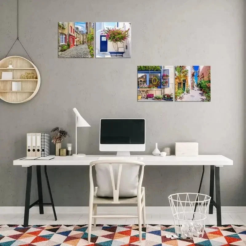 4pcs Italy Tuscan Wall Art Canvas Framed