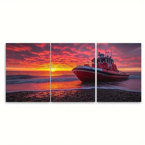 3pcs RNLI Selsey Bill Lifeboat Station Wall Art Set Canvas Unframed – High Quality Print, 100% Australian Made Wall Canvas