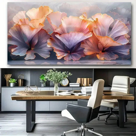 Minimalist Pink Floral Painting Wall Art Canvas Office Home Room Framed 120x60cm