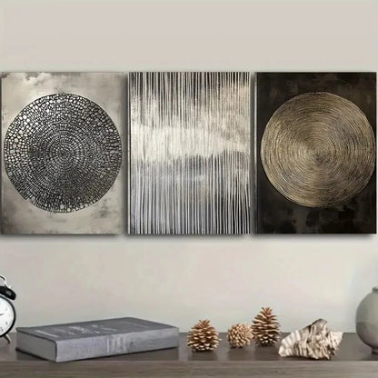 3pcs Abstract Metallic & Geometric Designs Metal Print Ready to Hang Art