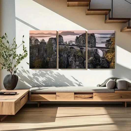 3pcs Boulder Mountain Peak Modern Wall Art Set Canvas Framed 40x60cm - High Quality Print 100% Australian Made Wall Canvas Ready to Hang