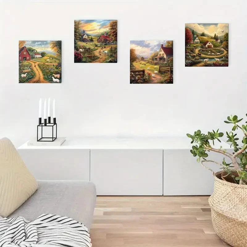 4pcs Beautiful Countryside View Wall Art Canvas Framed (Copy)