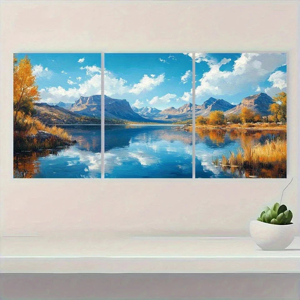 3pcs Serene Lake Greeson Arizona Metal Print Ready to Hang Art