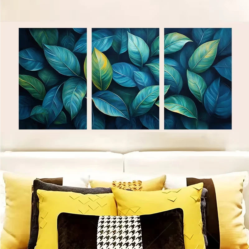 3pcs Lush Green Foliage Decor Wall Art Set Canvas Framed 60x90cm - High Quality Print 100% Australian Made Wall Canvas Ready to Hang