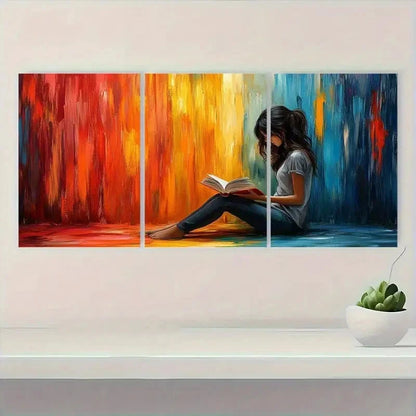 3pcs Vibrant Abstract Decor for Book Lovers S Wall Art Set Canvas Framed 40x60cm - High Quality Print 100% Australian Made Wall Canvas Ready to Hang