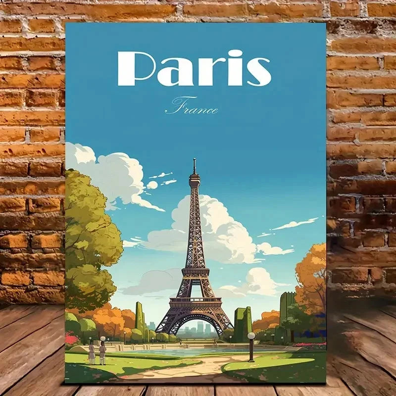 Paris Eiffel Tower Vibrant Cityscape Travel Poster Print Wall Art