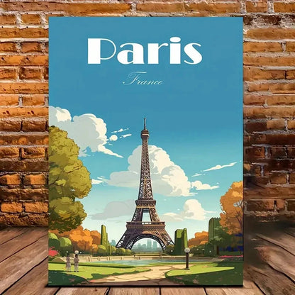 Paris Eiffel Tower Vibrant Cityscape Travel Poster Print Wall Art