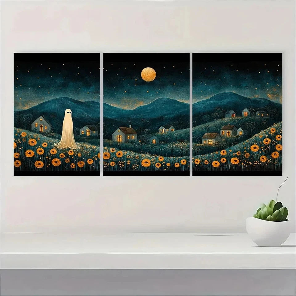 3pcs Whimsical in a Rural Scene Metal Print Ready to Hang Art