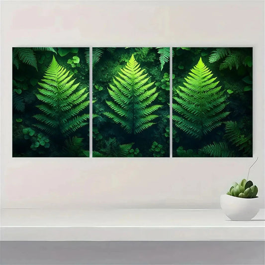 3pcs Vintage Botanical Moody Gothic Green Wall Art Set Canvas Framed 50x70cm - High Quality Print 100% Australian Made Wall Canvas Ready to Hang
