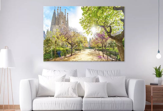 Blooming Spring Park In Barcelona Wall Art Decor 100% Australian Made