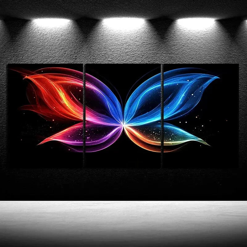 3pcs Abstract Butterfly Design Multicolor Metal Print Ready to Hang Art