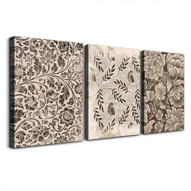 3pcs Flowers And Birds Decoration Wall Art Set Canvas Framed 40x60cm - High Quality Print 100% Australian Made Wall Canvas Ready to Hang